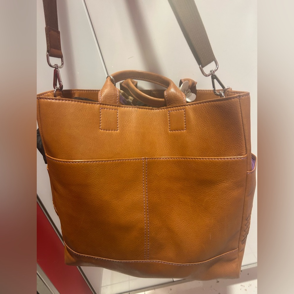 Tan very large Leather Tote Bag - Classic Carryall
